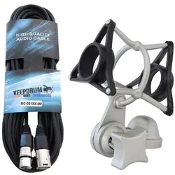 Samson SP02 Mikrofonhalterung mit Mikrofonkabel, Mikrofonständer, Grau