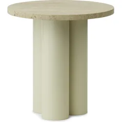 Dit Travertine Light Tischchen auf sandfarbenen Beinen