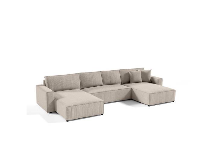 Fedve Wohnlandschaft Sekwana U Beige, Naturmaterialen, U-Form, 185x70x398 cm, Wohnzimmer, Sofas & Couches, Wohnlandschaften, Wohnlandschaften in U-Form