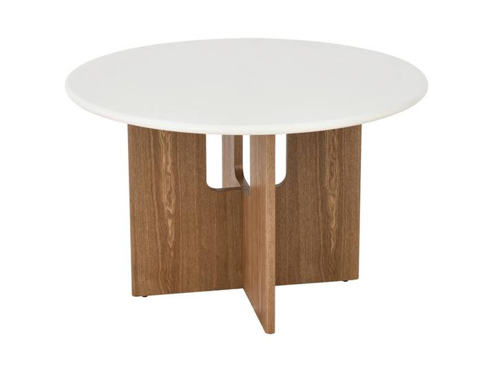 Livetastic Esstisch, Weiß, Eiche, Holz, Wellpappe, Esche, furniert, rund, X-Form, 75 cm, Esszimmer, Tische, Esstische, Esstische rund