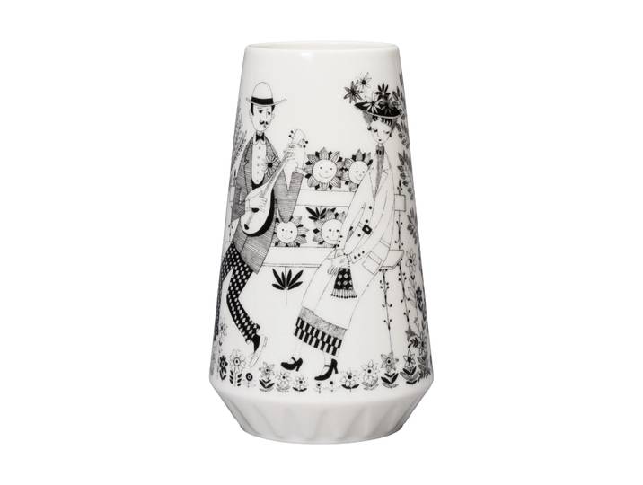 Arabia Vase Emilia 19 cm Noir-blanc