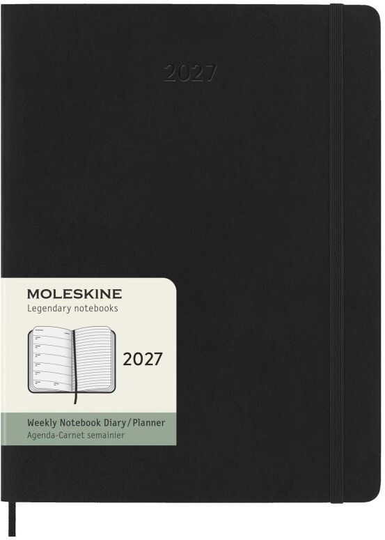Agenda XL 12 mois personnalisé à couverture souple Moleskine noir