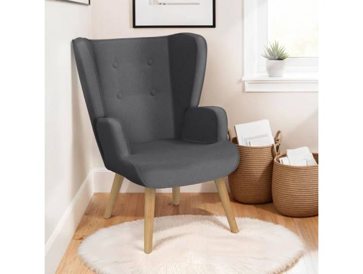 IDMARKET Fauteuil scandinave SVEN grand confort en tissu gris anthracite