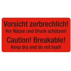 EICHNER Verpackungsetiketten Hinweis »Vorsicht zerbrechlich! ...« rot, 10x5 cm