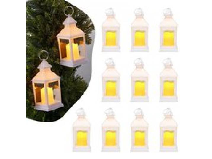 VEVOR 12er-Pack dekorative Kerzenlaternen, elektrische LED-Kerzen ohne Flamme, Halter aus Kunststoff mit Glas, Wandbehang für Veranda, Hochzeitstische, Partys, Bauernhäuser, Weiß, 105x105x240 mm