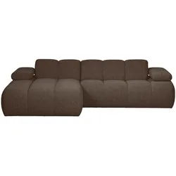 Chaiselongue Mojo Bouclé-Stoff, modern und flexibel, links, braun, verstellbare Armlehnen