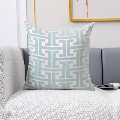 Inspire Daily Merch Geometric Patterned Polyester Jacquard Pillowcase Sofa Lumbar Pillow Covers For Spring Summer Autumn Winter Seasons light Blue 45x45cm