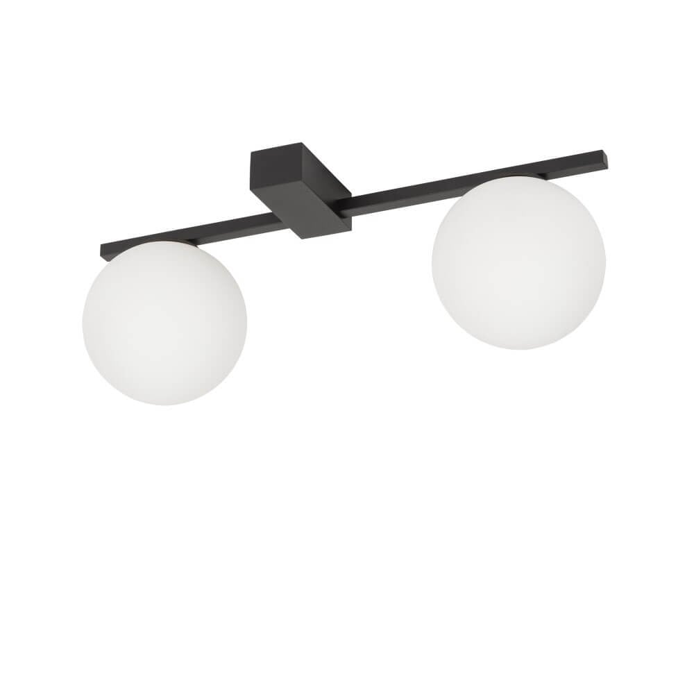 Lyora Glazen hanglamp Pik met 2x wit glas en aluminium