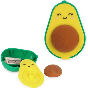 Legami Spitzer Let's Avocuddle, grün/gelb, einfacher Dosenspitzer inkl. Radierer, Kunststoff