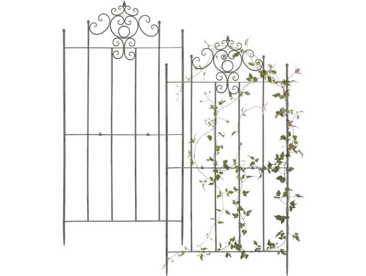 CLP Rankgitter 2er Set Metall antik-grün, Grün, Grün, 85.5x170x2 cm, Dekoration, Gartendeko