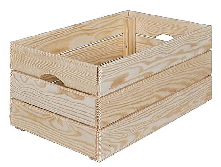 Inter Link - Holzkiste - Stapelkiste massivholz – Aufbewahrungskiste, Für Obst, Gemüse, Wein, Garten, Bad, Spielzimmer – Platzsparend, praktisch – 51 x 31,5 x 23cm Valloni M