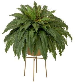 Nearly Natural "32"" Artificial Boston Fern Plant with Metal Planter with Stand DIY KIT"