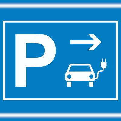 HB-Druck E-Auto Elektrofahrzeug Parkplatz Schild mit Richtungspfeil rechts waagerecht A0 (841x1189mm)