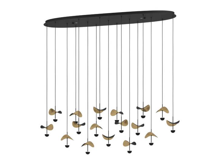 Led-Hängeleuchte Dracera, Schwarz, Goldfarben, Metall, 33x220x155 cm, Lampen & Leuchten, Innenbeleuchtung, Hängeleuchten, Pendelleuchten