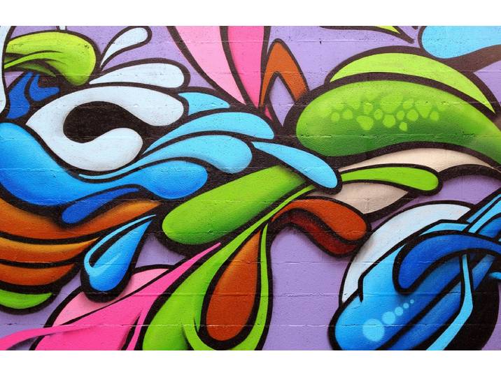 Fototapete PAPERMOON GRAFFITI-DEKOR KUNST ABSTRAKT FANTASIE BUNTE STEIN WAND , bunt, B:5m L:2,8m, Vlies, Tapeten, Fototapete