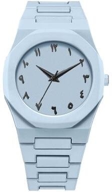 Friendly Fresh Finds Fashionable Mens Black Quartz Watch With Arabic Digital Display & Casual Drip Oil Strap sky Blue
