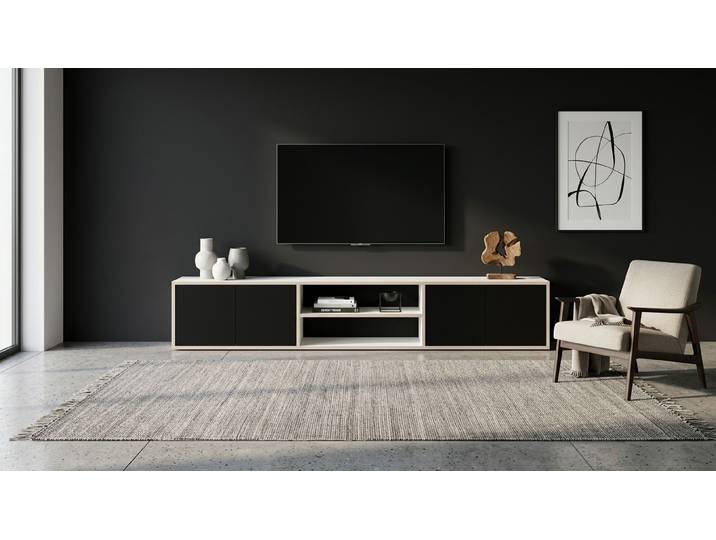 Lowboard nach Maß - Niedriges Sideboard für TV Premium Dekore Weiß Multiplex Kante