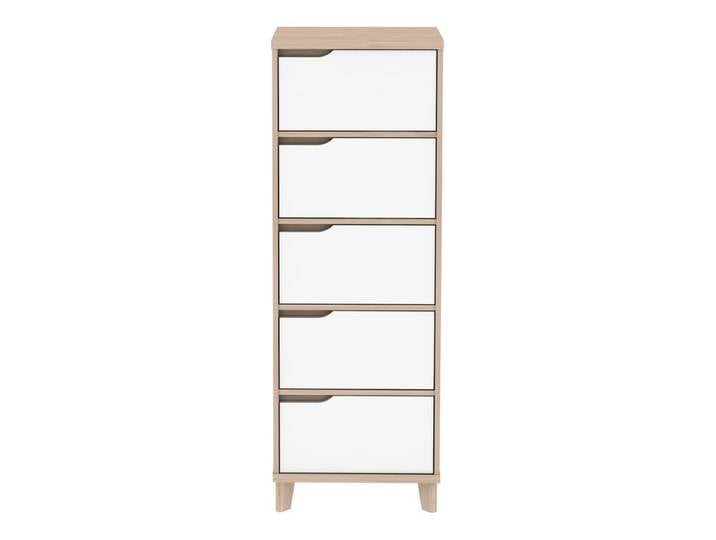 Chiffonnier 5 tiroirs Nordic imitation chêne et blanc