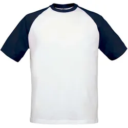 B&C Herren Raglan Kontrast T-Shirt Base-Ball TU020 white/navy XL