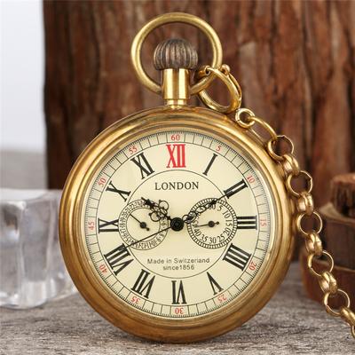 ModernMart Vintage Skeleton Pocket Watch With Roman Numerals Mechanical Hand Wind Pendant Chain Vintage Skeleton Pocket Watch With Roman Numerals Mechanical Hand Wind Pendant Chain
