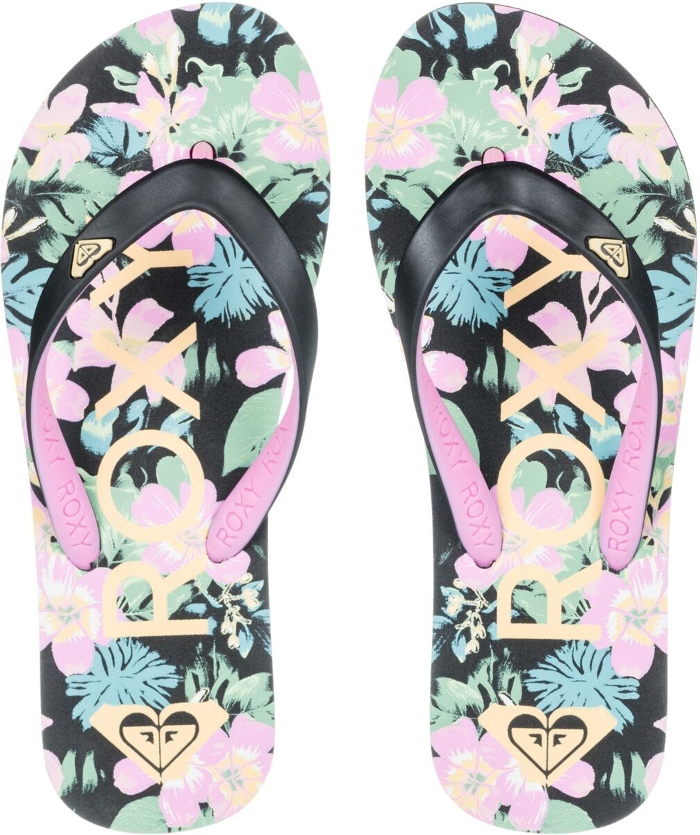Sandale ROXY "Tahiti", Mädchen, Gr. 11(28), pink (schwarz, pink stencil), Obermaterial: 100% Synthetikmaterial / Futter: N/A / Aussensohle: 100% EVA., Schuhe Sandale schwarz, pink stencil 11(28)