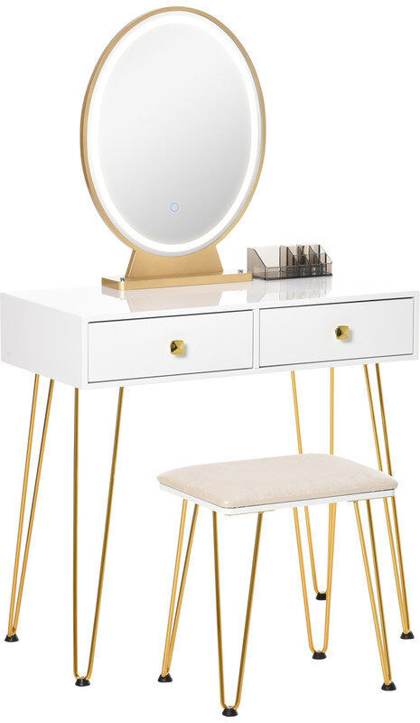 George Oliver Dressing Table White 136cm H X 80cm W X 40cm D
