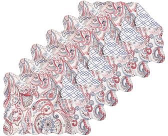 C&F Home Claiborne Placemat Set of 6 Red and Blue Paisley Pattern Cotton Reversible