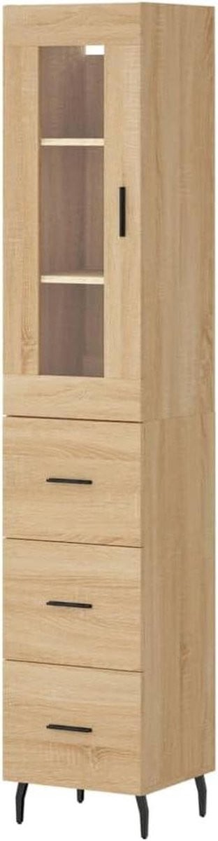 Highboard Kast Sonoma Eiken met Metalen Poten, Hoogte: 180 cm