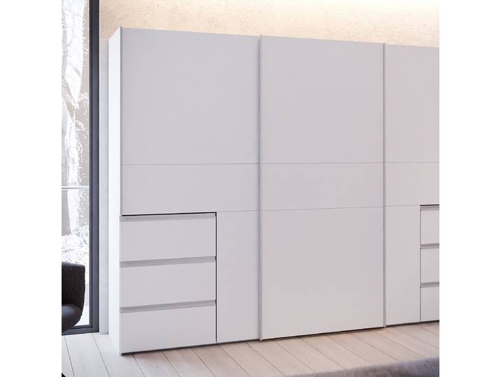 Armoire portes coulissantes B 270 x 201 x 61cm Blanc/Blanc