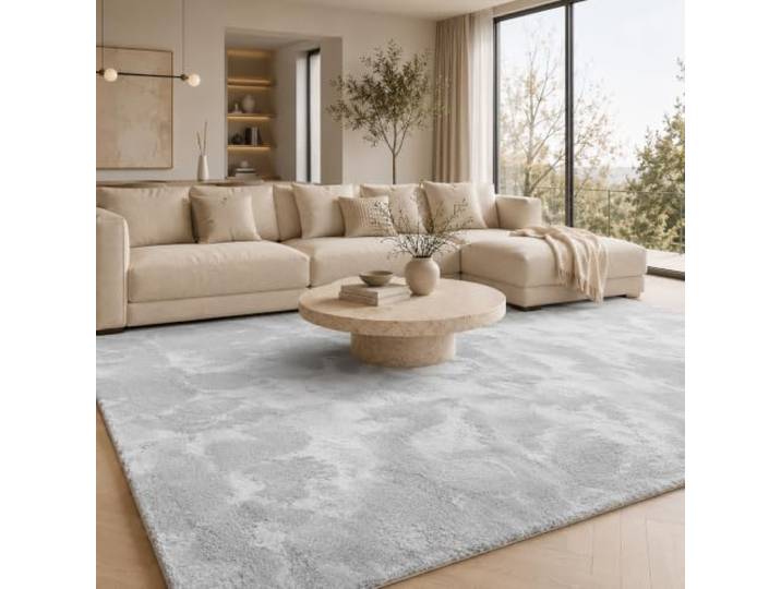 Pergamon Tapis Fausse Fourrure Pearl Gris – Tapis Shaggy Doux à Poils Longs