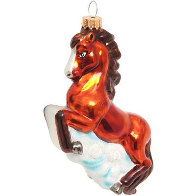 Weihnachtsbaumkugel KREBS GLAS LAUSCHA "Baumschmuck Feuerpferd braun 8cm", braun, B:8cm H:12cm T:3cm Ø:12cm, Glas, Weihnachtsbaumkugeln, Dekoriert mit Liebe zum Detail