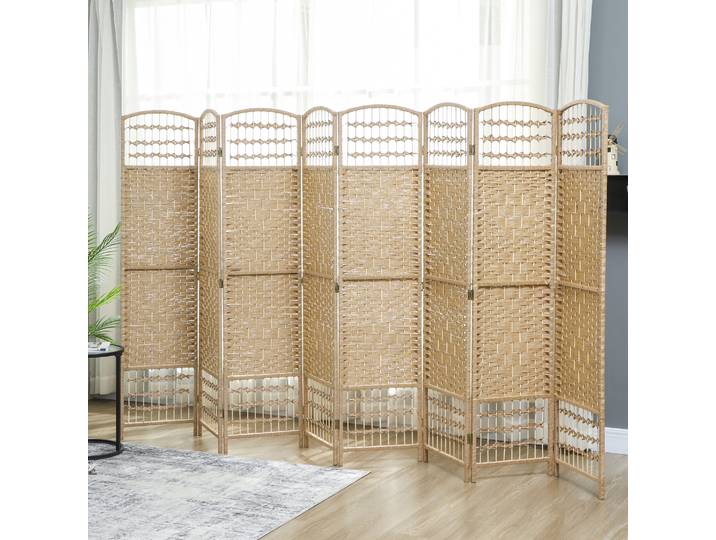 HOMCOM Paravent Bois 8 Panneaux 320x170cm Séparateur Pièce Naturel