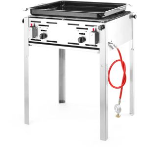 Hendi Gasgrill Grill-Master Maxi, 154717, silber, 2 Brenner, Edelstahl, 11,6 kW