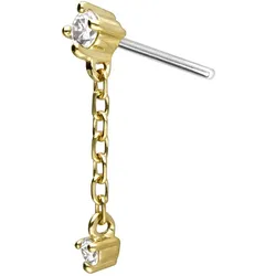 14 Karat Gold Aufsatz mit Titan Push Pin 2 MOISSANITE + KETTE
