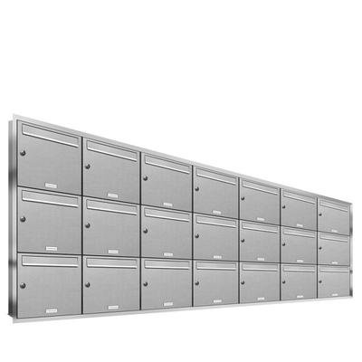 AL Briefkastensysteme 21 Fach Premium Edelstahl Unterputz Briefkasten Anlage für Post A4, modern, robust, wetterfest, Artikelnummer: 331T21U7
