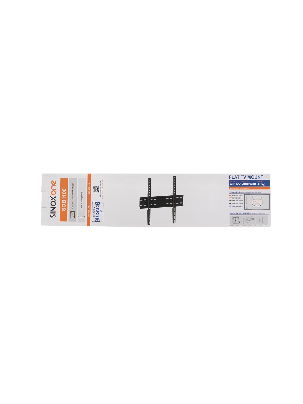 Sinox One TV Wall Mount - 40"-65" - Black - Max 40 kg - recommended for 65"