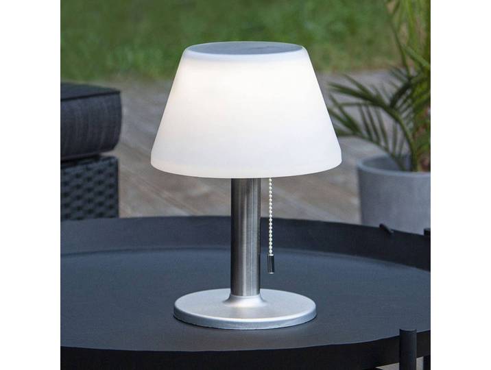 STAR TRADING LED-Solar-Tischleuchte Solia mit Zugschalter Solia, dimmbar, alu / grau / zink, Metall, Modern
