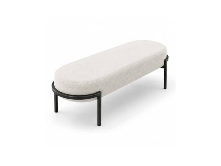 Mmt00go Moderne Eingangsbank, Bouclé Sitzbank Gepolstert Oval Lange Bettbank für Schlafzimmer, Flur, Wohnzimmer und begehbaren Kleiderschrank(White,60cm)