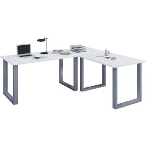 VCM Schreibtisch Lona, 915238, weiß / silber, L-Form, 130 x 76 x 130 cm