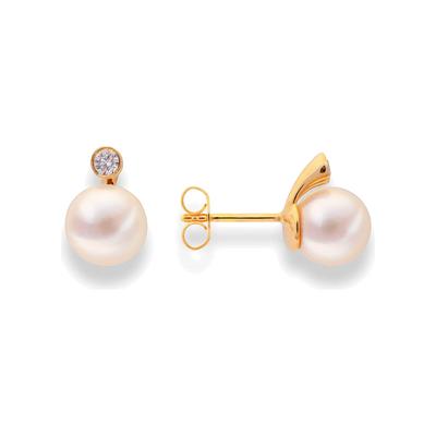 Perlenohrringe DI PERLE, rosa (weiß), Ohrringe, Damen, Damen (mm )