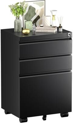 SUPERDAY 3 Drawer Metal Locking Rolling File Cabinet for Home Office, Vertical Lateral Filing Cabinet, Storage Furniture and Organization