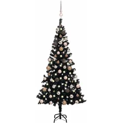vidaXL Künstlicher Weihnachtsbaum Beleuchtung & Kugeln Schwarz 120 cm