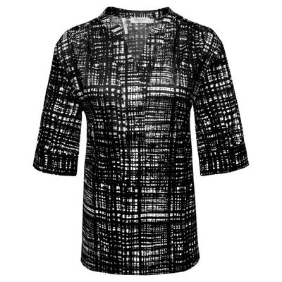 Kurzarmbluse MAERZ MUENCHEN "Maerz Muenchen 133801 Kurzarmbluse Damen Bekleidung", Damen, Gr. 40, schwarz-weiß (schwarz), 100% Baumwolle, Blusen