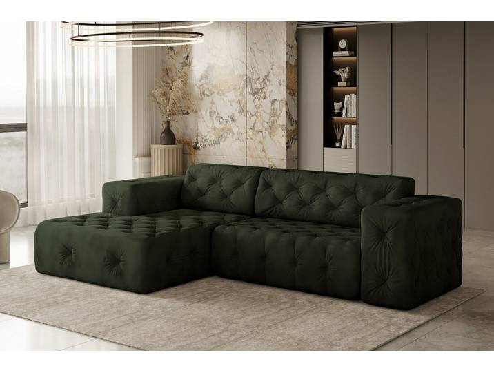 Kaiser Möbel Ecksofa Freistehendes, stark gesteppt, weich, elegant LUX stoff Whisper