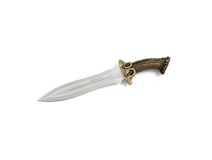 Luxus-Messer Muflonrad MUFLON-26L, Messing-Handschutz mit Jagddetails verziert, MOVA-Klinge 26 cm