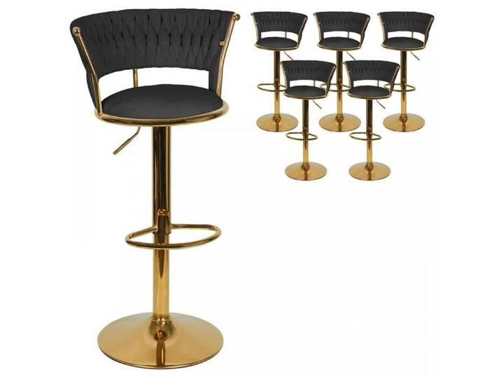 MIPAN-Lot de 6 Noir Tabourets de bar Chaises de bureau pivotantes à 360° Tissu velours Noir