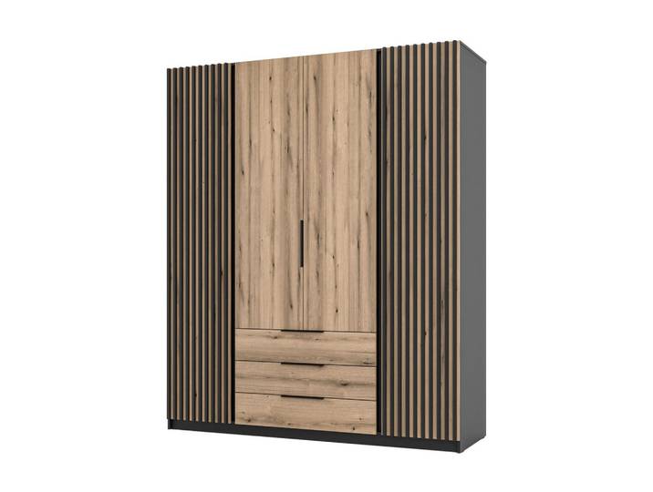 DREHTÜRENSCHRANK CAGLIARI 200/239/61,9cm 4-türig Schwarz