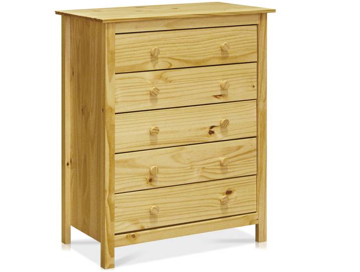 TOBINO Kommode mit 5 Schubladen, Material Massivholz, Kiefer