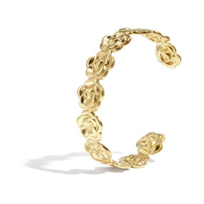 Armspange ADELIA´S "Armband Armspange aus Edelstahl mit Blumenmotiv", gold (goldfarben), Armbänder, Damen, Edelstahl, Armspange, Trendig mit plastisch gearbeiteten Blüten