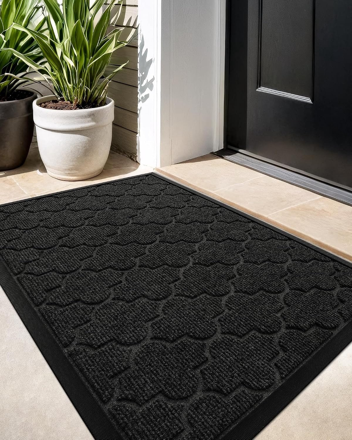 Grote Zwarte Buitenmat 81 x 122 cm - Vuilafstotende, Wasbare en Antislip Deurmat voor de Entree